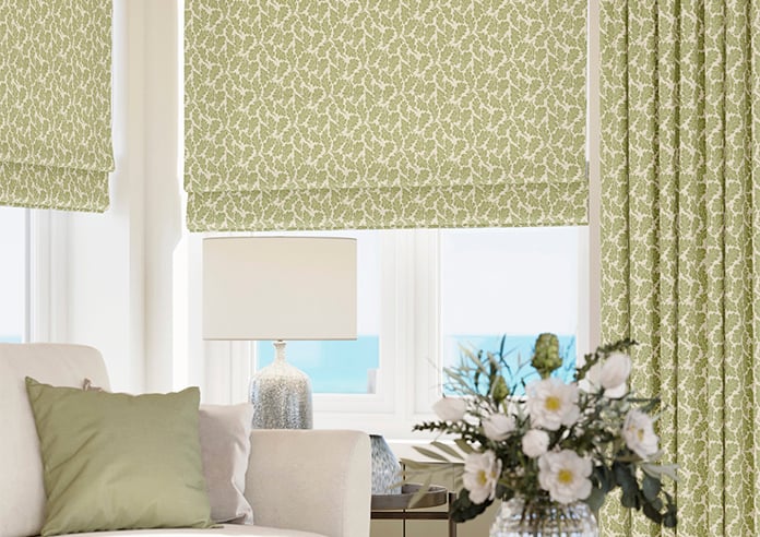 Land & Shore Oak Leaf, Green - Twist&Fit Roman Blind - Image 5
